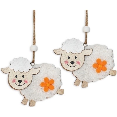 Beránek závěs dřevo 2ks/12cm
