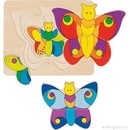 Dřevěné hračky Goki vícevrstvé puzzle Motýlek