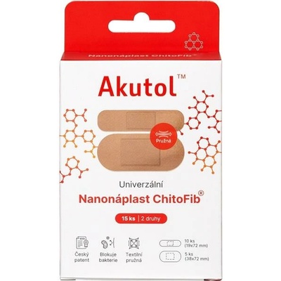 AKUTOL® Nanonáplasť ChitoFib® univerzálne balenie 15 ks