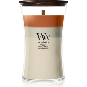 WoodWick Trilogy Vanilla Embers ароматна свещ с дървен фитил 610 гр