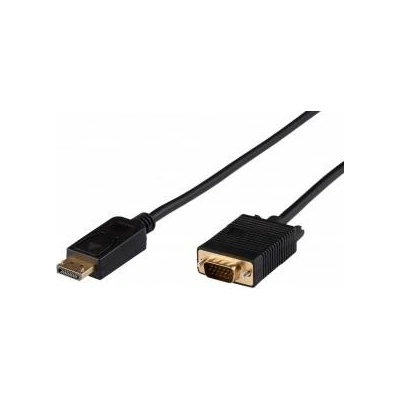 MicroConnect Displayport to VGA Cable 0.5m Displayport version 1.2, Black Supports (1920 x 1080P), Gold-plated conectors