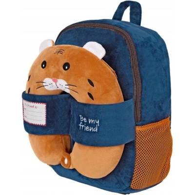 Detský plyšový batoh Perletti Kids Tiger s cestovným vankúšom - modrý