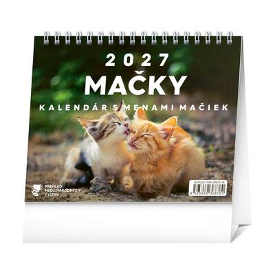 NOTIQUE Stolový kalendár Mačky s menami mačiek 16,5 x 13 cm 2027