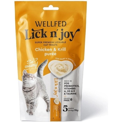 WELLFED Пюре с пиле и крил за котки, 5 сашета x 14 гр
