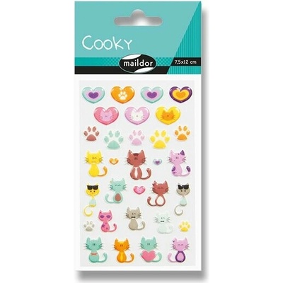 Maildor Samolepky 3D Cooky Kočky a srdce