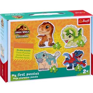 Trefl Детски пъзел в куфарче Trefl 4 в 1 - Сладки динозаври (36138) - baby