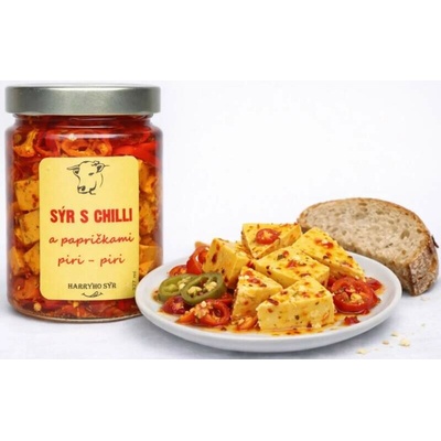 u Harryho Nakládaný sýr Chilli s papričkami PIRI PIRI 327 ml