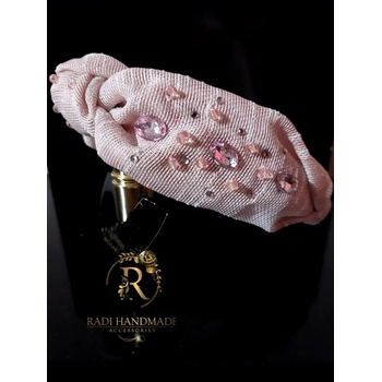 Image 1 of Radi handmade Широка диадема с възел с розови камъни (410)