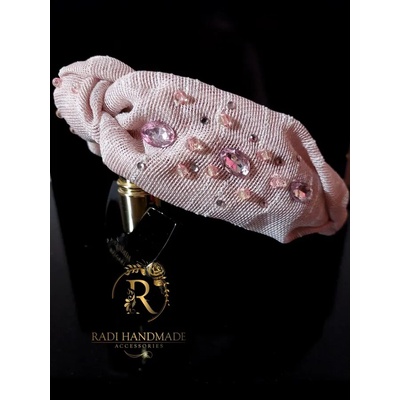 Radi handmade Широка диадема с възел с розови камъни (410)