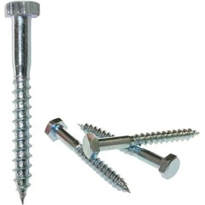 DIN 571 - Vrut do dřeva pr. 6 x 60 mm, částečný závit, šestihranná hlava 10 mm, Zinek bílý, (100ks)