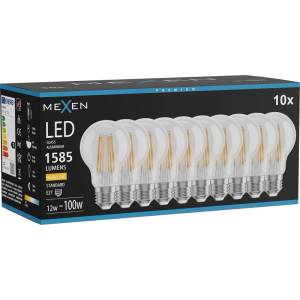Mexen Vintis 10x LED нажежаема жичка крушка E27, A60, 12W, Топла - 2700K, 1585 lm, прозрачна (L150-E27-1227-00x10)