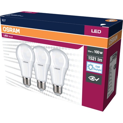 Osram 3PAK LED žiarovka E27 A60 13W 100W 1521lm 6500K Cold 200° Value
