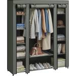 SONGMICS wardrobe, fabric wardrobe, with non-woven fabric cover, folding wardrobe with clothes rail, 45 x 150 x 175 cm, 12 shelves, metal frame, wardrobe for bedroom, sage green LSF003C02