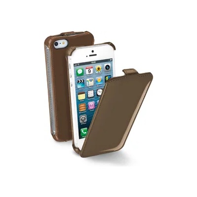 Cellularline Flap полиран за iPhone 5 кафяв