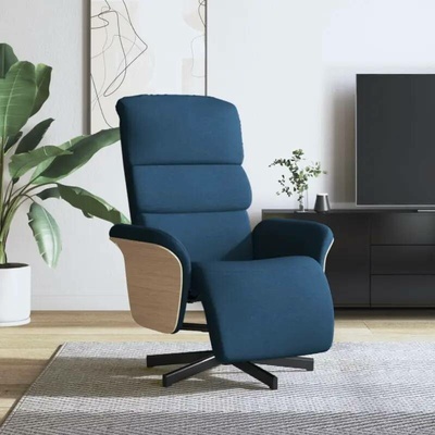 vidaXL 356608 Polohovací s podnožkou modré textil