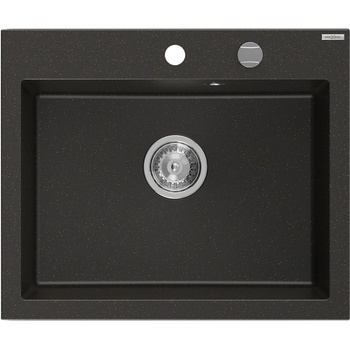 Mexen Elix гранитна мивка с 1 отделение 600 x 500 mm, черен/златен металик, хромиран сифон - 6525601005-75 (6525601005-75)