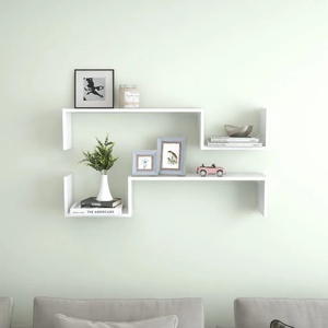 vidaXL Стенни рафтове, 2 бр, бели, 100x15x20 см, инженерно дърво (807268)