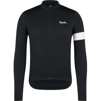 Rapha Мъжка фланелка с дълъг ръкав за колоездене Rapha Core Thermal Long Sleeve Jersey Cycling jersey - Black / White (056-3830-0115)