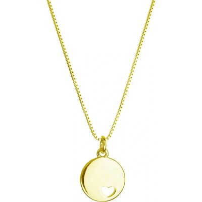 Evolution Group Pozlátený náhrdelník s príveskom placička so srdiečkom 62006