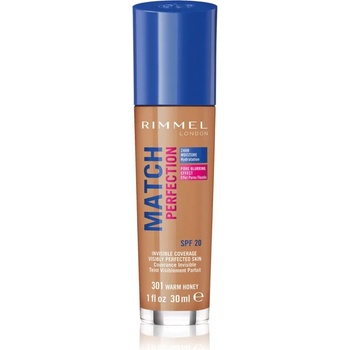 Image 1 of Rimmel Match Perfection течен фон дьо тен SPF 20 цвят 301 Warm Honey 30ml