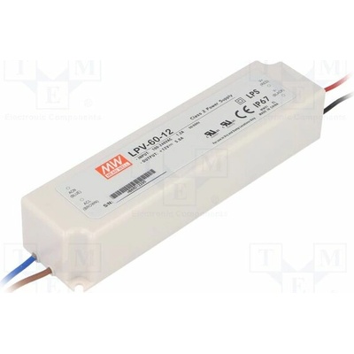 MEAN WELL LPV-60-12 Napájecí zdroj: spínaný; LED; 60W; 12VDC; 5A; 90÷264VAC; 127÷370VDC