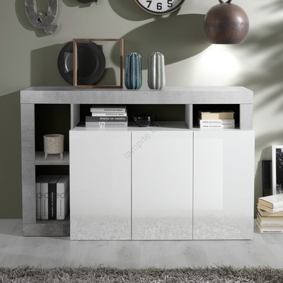 mc Akcent Комод lenor бял/сив бетон (mc0121)