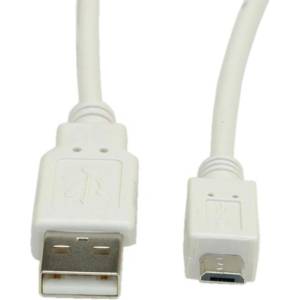 Roline Кабел Roline S3151, USB A(м) към USB Micro B(м), 0.8m, бял (S3151)