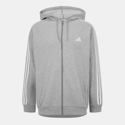 Adidas Мъжки суичър Adidas Essentials Fleece 3-Stripes Full-Zip Hoodie Mens - Med Grey/Black