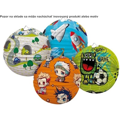 Lampión 25cm guľatý autá, rakety, anime maskoti, príšery č.9 1ks