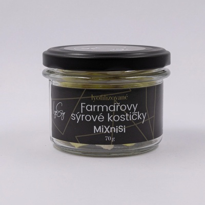 Lyopotraviny MiXniSi lyofilizované farmářovi sýrové kostičky 70 g ve skle