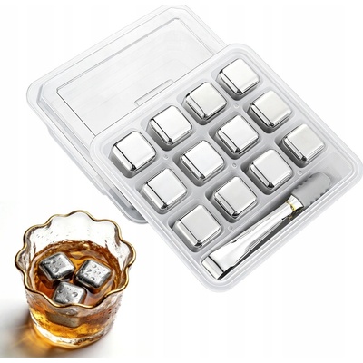 KOSTKY LEDU z nerezové oceli pro nápoje WHISKY chladící 12 ks