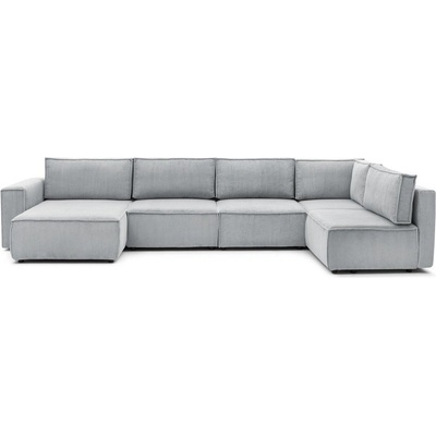 Bobochic Светлосив ъглов U-образен диван от велур, десен ъгъл Nihad modular - Bobochic Paris (101199)
