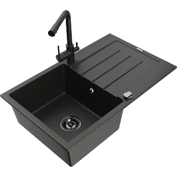 Mexen Bruno гранитна мивка с 1 гнездо, с дренаж и кухненски смесител Duero, (6513-75-671600-70-B)