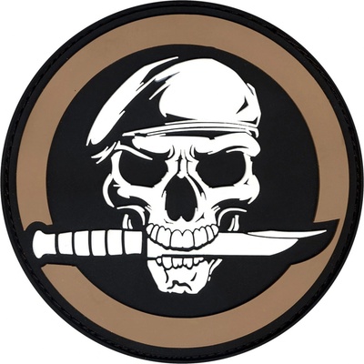 ROTHCO Nášivka MILITARY SKULL WITH KNIFE velcro COYOTE