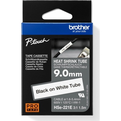 BROTHER smršťovací bužírka - HSE-221E bílá pro E300VP H300 H500 E550 P700 P750 D800 P900 P950 - 9,0 mm/ 1,6-5,4 / 3:1