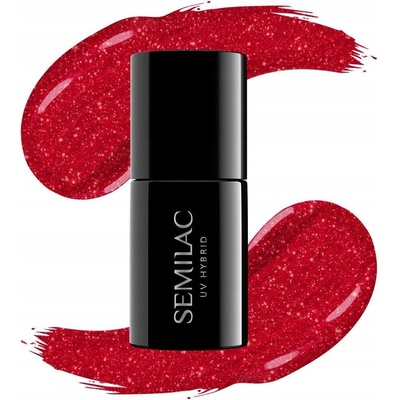 Semilac Hybridní lak 025 Glitter Red 7 ml
