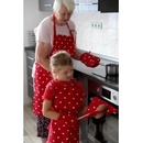 Home Elements Detská sada zástera a chňapka 50*70 + 10*22 cm Červená s bielymi bodkami