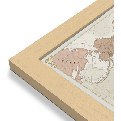 Maps International Svět - nástěnná mapa Antique 136 x 84 cm Varianta: mapa v dřevěném rámu, Provedení: Pegi přírodní