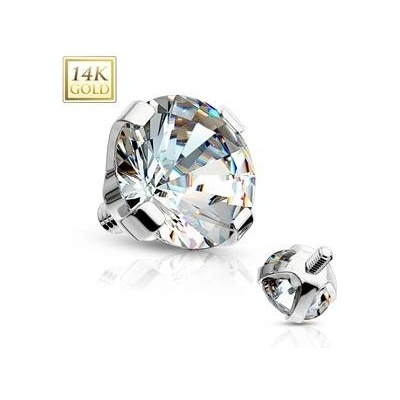 Šperky4U zlatý piercing dermál zirkon ZL01050-04-WG