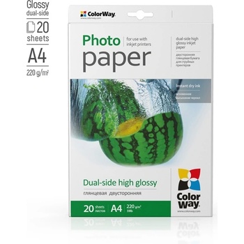 ColorWay Фотохартия, двустранна, с висок гланц, 220 g/m2, A4, 20 листа (PGD220020A4) (PGD220020A4)
