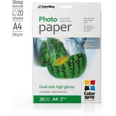 ColorWay Фотохартия, двустранна, с висок гланц, 220 g/m2, A4, 20 листа (PGD220020A4) (PGD220020A4)