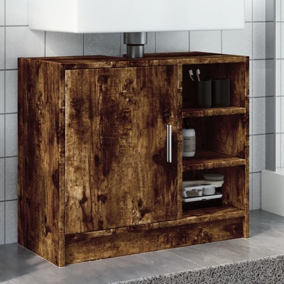 vidaXL Долен шкаф за мивка, опушен дъб, 63x29x55 см, инженерно дърво (848133)