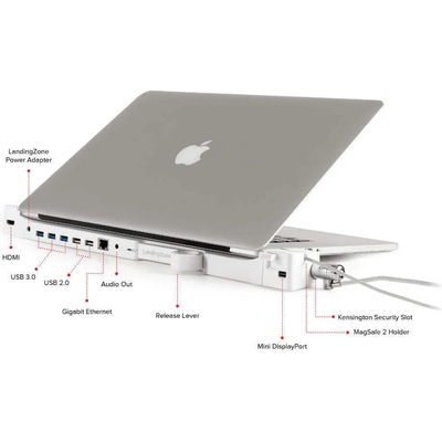 LandingZone Dock Pro Retina 15 - мултифункционален хъб за зареждане и свързване на допълнителна периферия за MacBook Pro Retina 15 (бял)