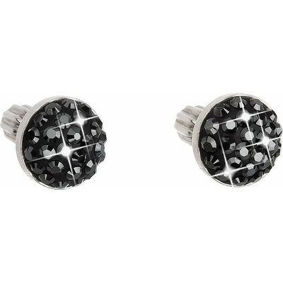 Evolution Group strieborné náušnice pecka s krystaly Swarovski černé kulaté 31336.5 hematite