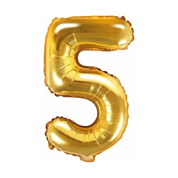 Image 1 of PartyDeco Балон от фолио Mini - число 5 златен 35 см