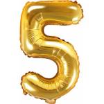 PartyDeco Балон от фолио Mini - число 5 златен 35 см