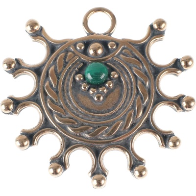 NNM висулка (слънчев амулет) devana - бронз/малахит - bhj1004