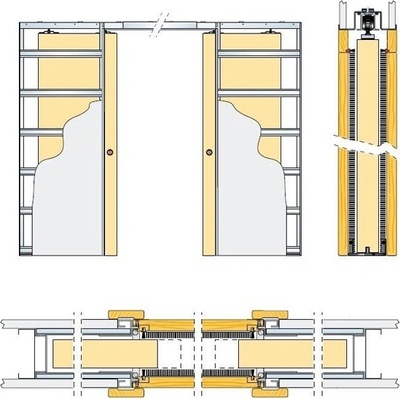 Pouzdro pro posuvné dveře 100mm Eclisse dvoukřídlé pro dveře 60+60cm SDK