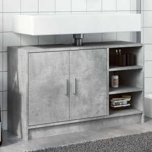 vidaXL Долен шкаф за мивка, бетонно сив, 90x29x55 см, инженерно дърво (848125)