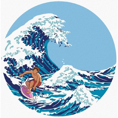 Zuty Malování podle číselMuž na vlně - inspirace Kacušika Hokusai 40 x 50 cm vypnuté plátno na rám 8596530066538